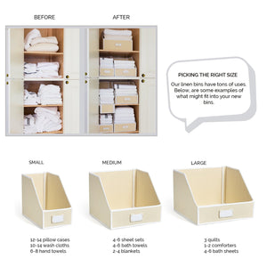 Featured g u s ivory linen closet storage organize bins for sheets blankets towels wash cloths sweaters and other closet storage 100 cotton large