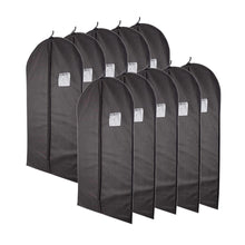 Load image into Gallery viewer, Top plixio 40 black garment bags for clothing storage of suits dresses dance costumes includes zipper transparent window 10 pack renewed