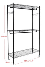 Load image into Gallery viewer, Discover the best homdox double rod closet 3 shelves wire shelving clothing rolling rack heavy duty garment rack with wheels and side hooks