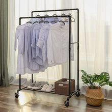 Load image into Gallery viewer, Buy songmics industrial pipe double rail wheels with commercial grade clothing hanging rack organizer for garment storage display black uhsr60b