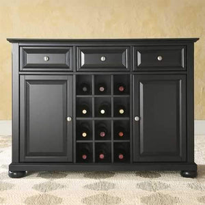 Black Wood Sideboard Buffet Server Table Dining Storage Cabinet